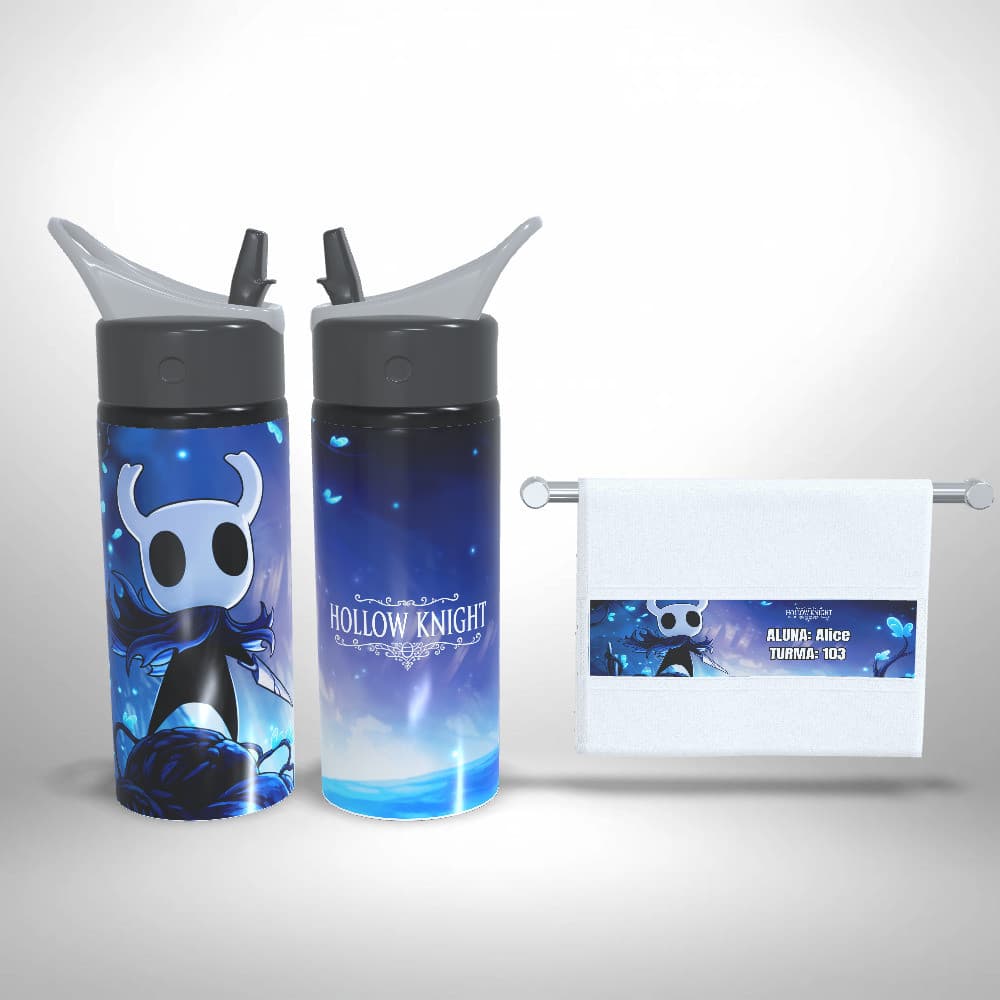 Kit Escolar Squeeze e Toalhinha - Hollow Knight