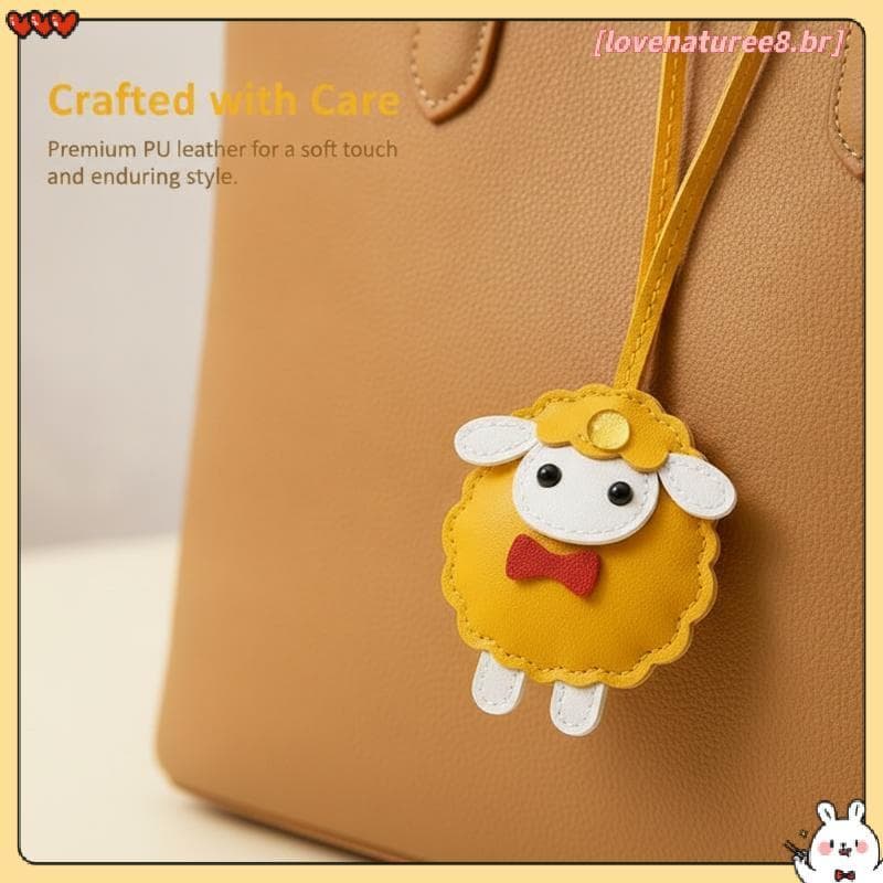 [Love] Pingente De Couro PU Em Formato De Ovelha Fofo Linda Decoração De Gravata Borboleta Várias Cores Para Bolsa Escol