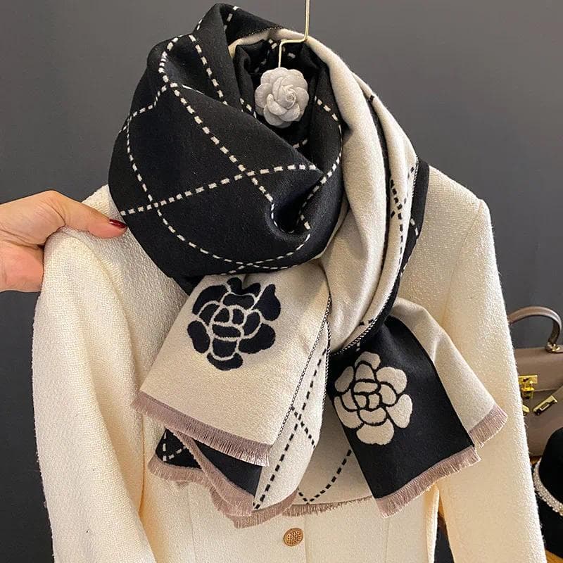 Inverno Moda Feminina Luxo Quente Cachecol Xale Pequena Fragrância Impressa Manto material De Caxemira Engrossado Femini