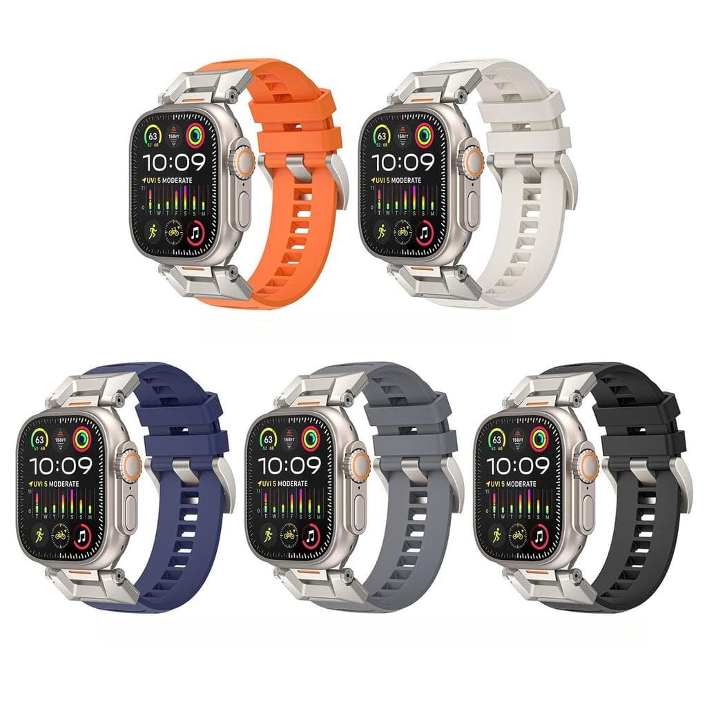 Conector De Metal Silicone Sport Band Para Apple Watch Ultra 2 S10 9 8 SE Pulseira Multicolorida Respirável À Prova D'ág