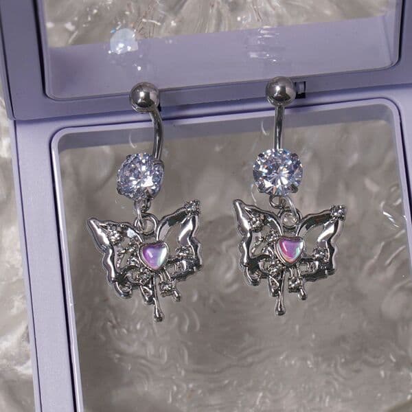 | bijuterias femininas | 【piercing umbigo】 ✭Borboleta umbigo prego nicho polarizado amor umbigo anel menina quente aço i