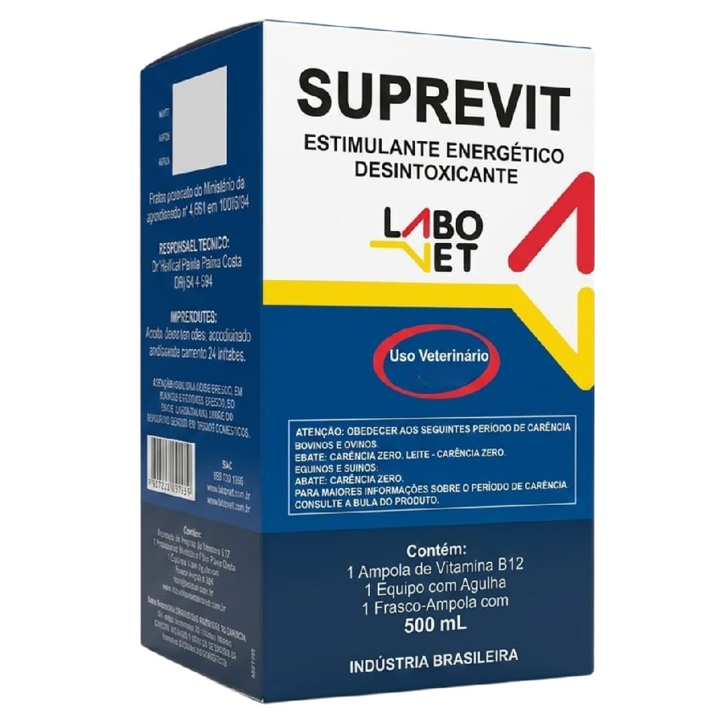 Soro Vitaminado Suprevit Labovet 500ml Energético E Estimulante