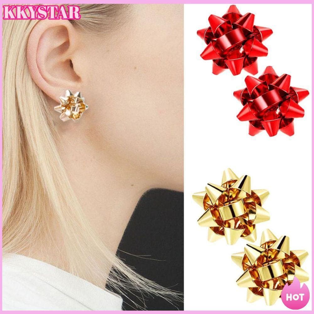 Brincos De Metal KKXYSTAR , Elegantes De Flores De Natal De Cor Metálica , Clipe De Orelha