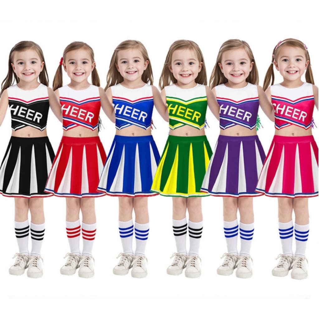Uniforme de líder de torcida infantil, fantasia para apresentações em jogos para líderes de torcida SHBJ 0LRS