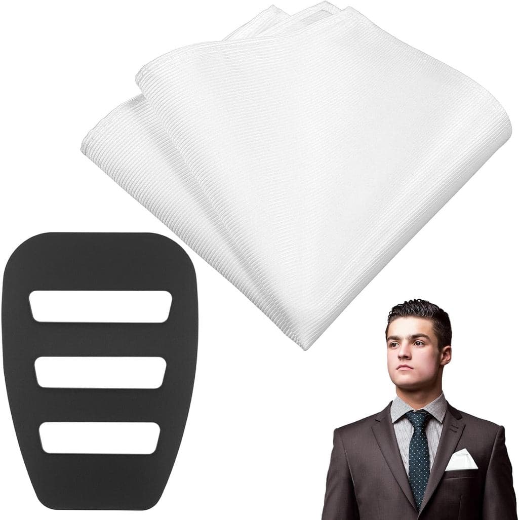 Lenços de Bolso Masculinos Grevosea com Suporte, Lenços Brancos de 11,81'' para Ternos, Casamentos e Negócios