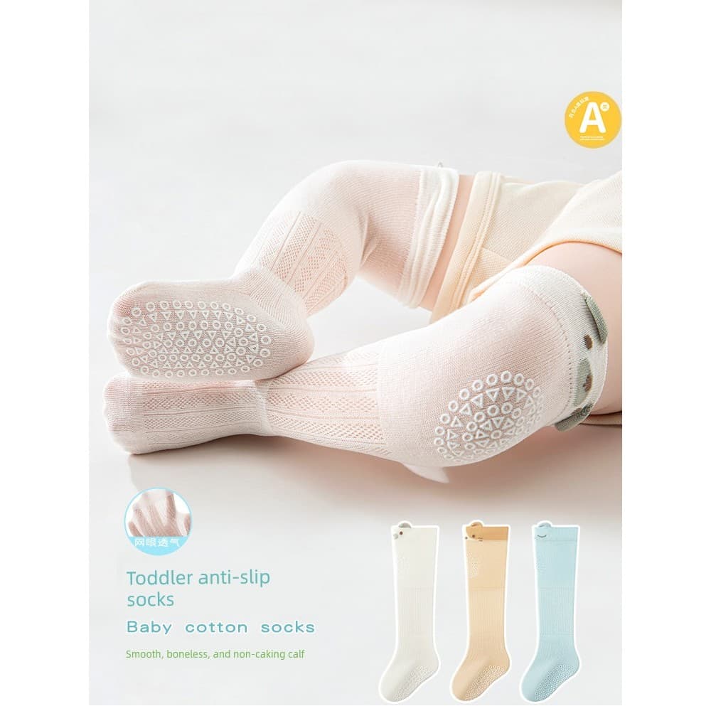 Meia infantil para primeiros passos Meia bebê antiderrapante infantil com sola silicone Meias de bebê finas antider