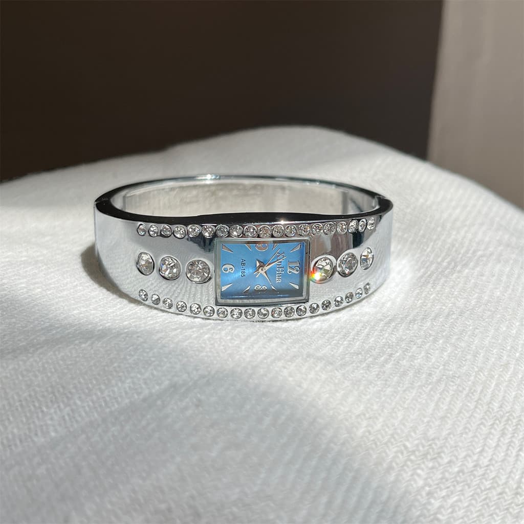 relogio feminino luxo relogio feminino pequeno Xinhua < Blue > Pulseira Relógio Feminino High-End Design Diamond Edge Al
