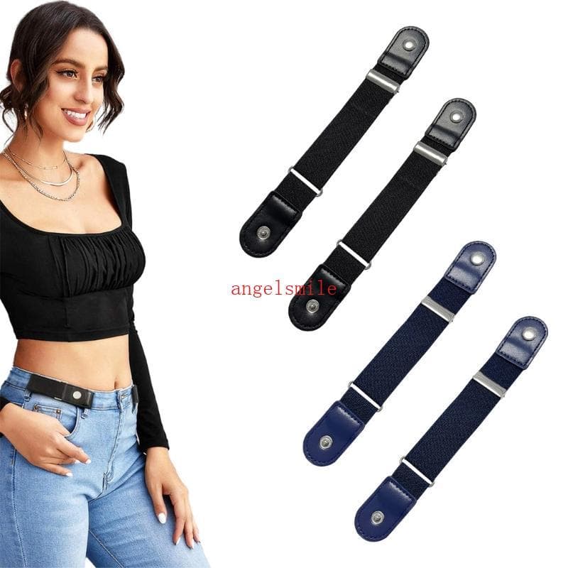 2 Peças Conjunto Cinto Perfurado Para Jeans Respirável PU Design Ajuste Automático