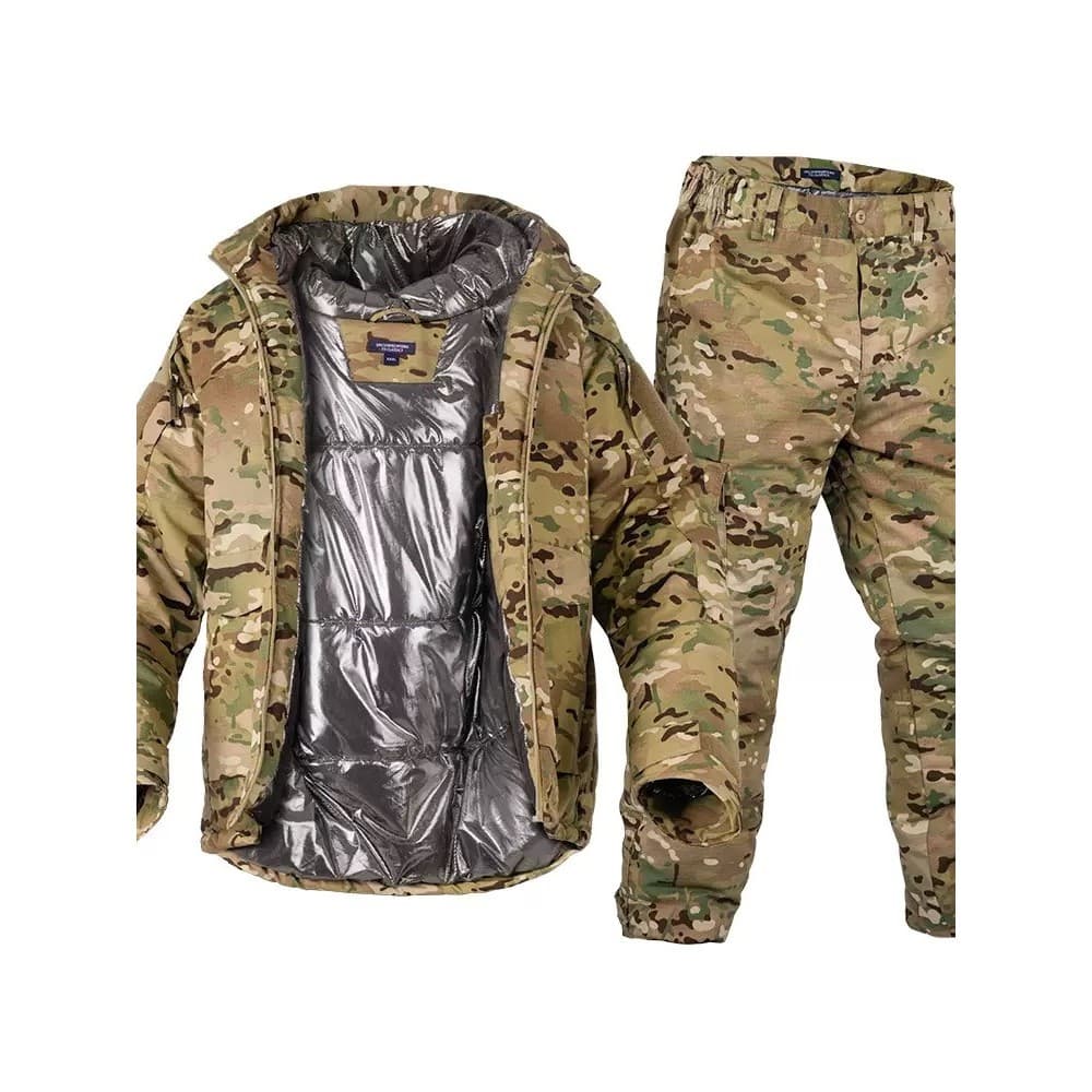 Novo estilo de camuflagem de reflexão quente ao ar livre tático acolchoado jaqueta masculina à prova de frio quente resi