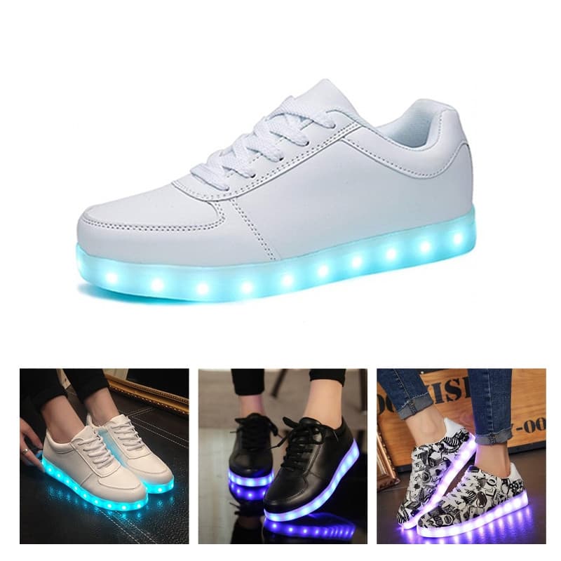 Tênis Unissex com Glitter 2026, Sapatos com Luzes LED Recarregáveis por USB, VONR Color SEMC