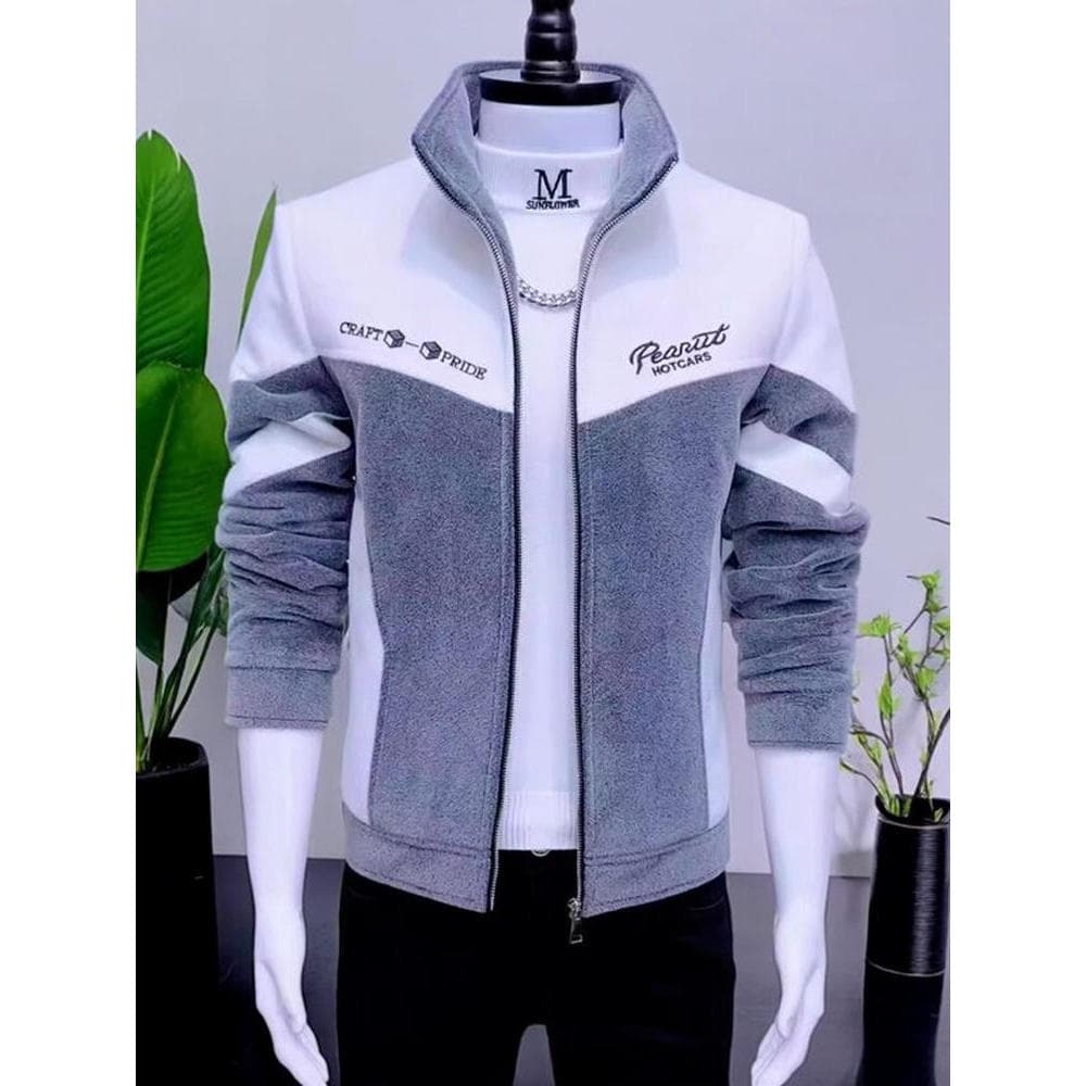 Jaqueta masculina inverno cor-bloqueio na moda jaqueta curta imitação de pele de vison moda roupas masculinas fino-ajust