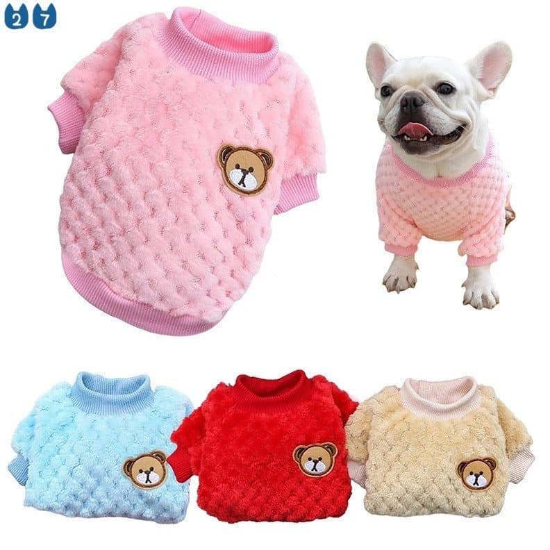 『 27Pets 』 Bear Colete Bordado Para Animais De Estimação De Pelúcia Quente De Inverno Gatos E Cães Chihuahua Lion and Do