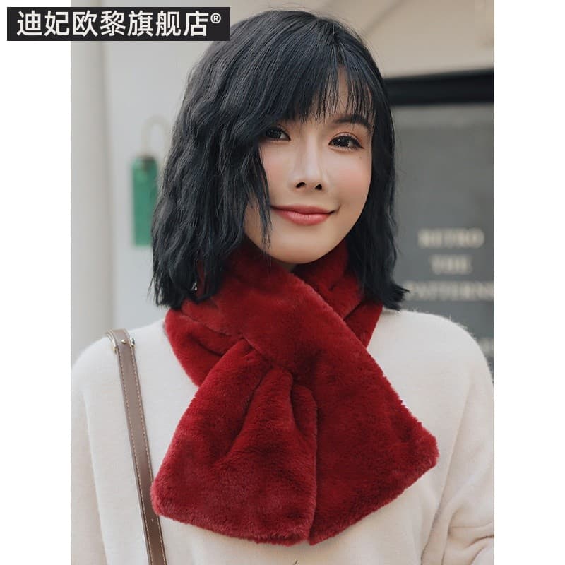 Novo estilo versão coreana babador feminino outono inverno pele sintética All-Match conjunto cachecol de pele ins menina