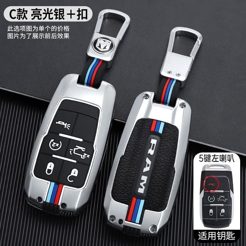 Capa de Chave de Carro em Liga de Zinco TPU para Chaves de 3, 4, 5 e 6 Botões, Acessórios para Carros Dodge QEBH