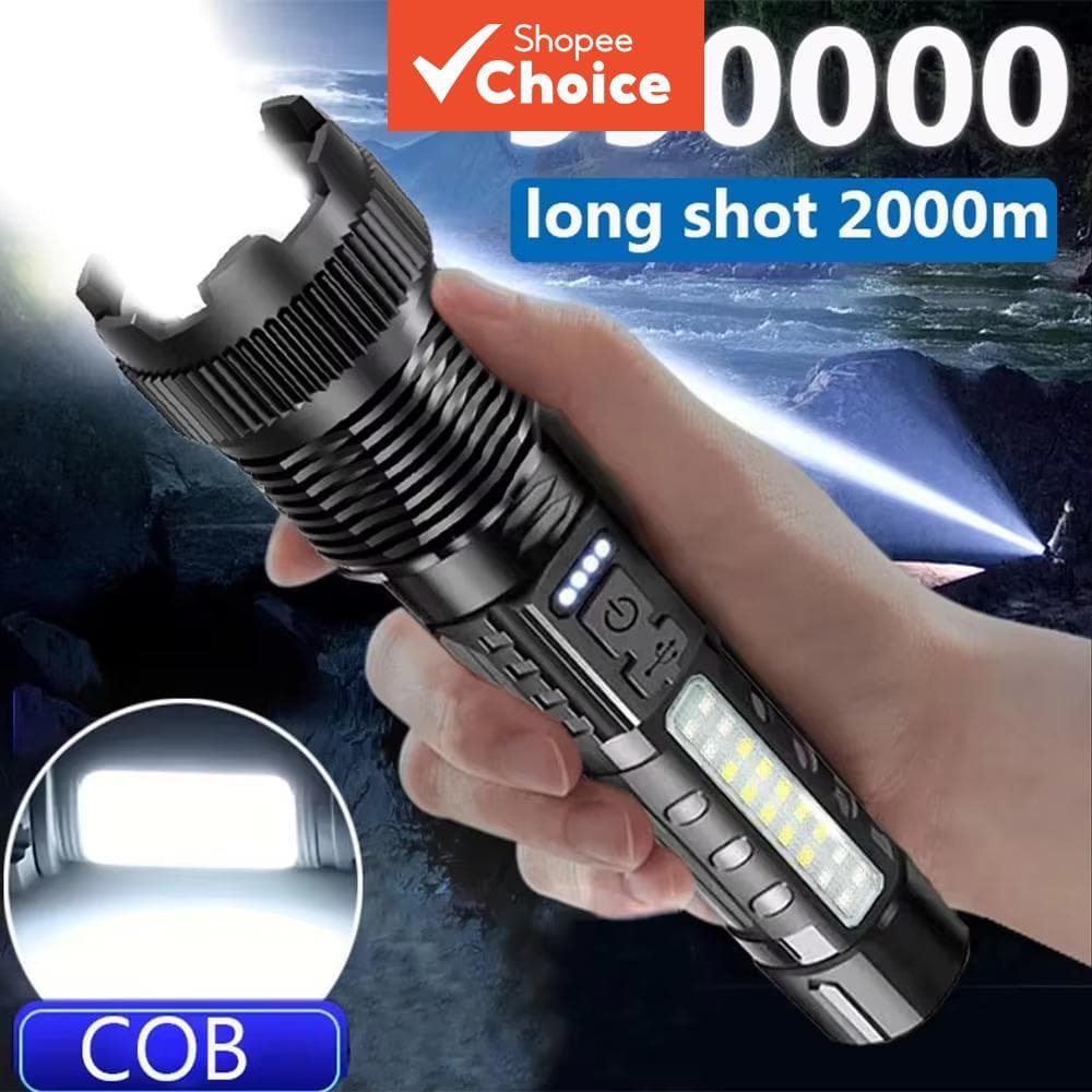 Lanterna Super Brilhante P50 - Uma lanterna de alta potência com clipe de bolso e zoom, equipada com luzes de emergência