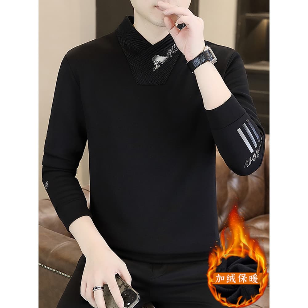 Outono inverno novo estilo cachecol gola única de uma peça de lã engrossado moletom masculino na moda Casual High-End ca