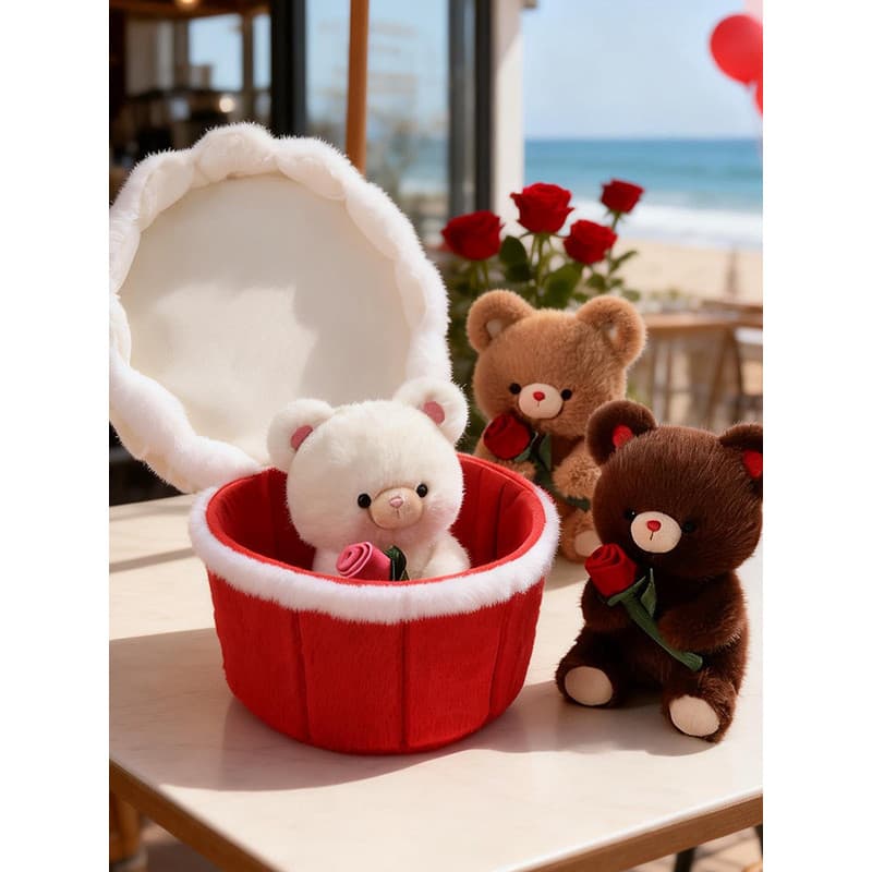 Rabitai Cupcake creme vermelho veludo caixa de presente tibetano surpresa anel caixa de presente segurar flor pinguim se