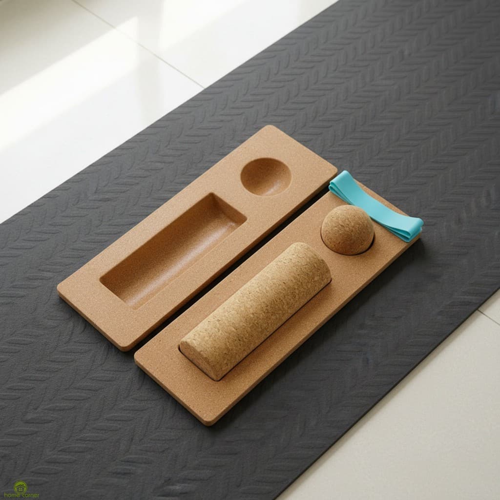 Rolo De Ioga De Cortiça Sólida Para Massagem Muscular , Relaxamento , Suporte Fitness , Material Natural De Casca De Car
