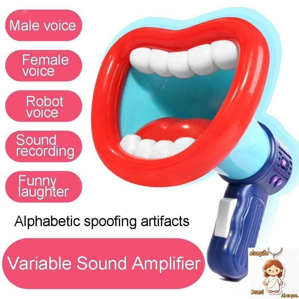 Conversor de microfone/voz engraçado com megafone boca grande para crianças/brinquedos de festa