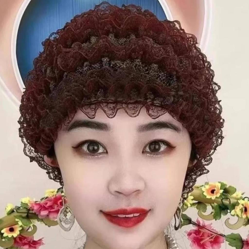 Primavera outono moda respirável beleza fio rendas capa de cabelo branco pequeno chapéu de meia-idade idosos chapéu peru