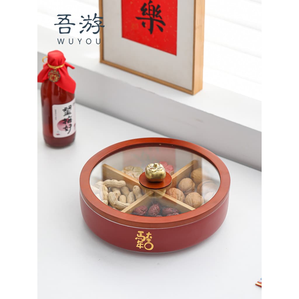 Wuyou Ano Novo Chinês Prato de Frutas Secas Doméstico Sala de Estar Ano Novo Caixa Completa Ano do Cavalo Boa Fortuna Co