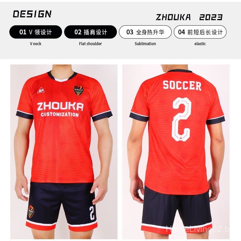 Conjunto de Roupas Esportivas de Futebol Personalizadas para Homens, Camisa de Futebol de Manga Curta para Adultos, Seca