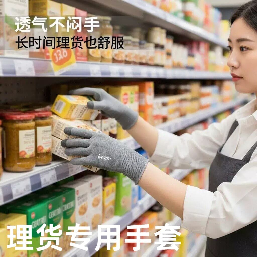 Bens de supermercado luvas dedicadas bens de balanço trabalho expresso conjunto classificação correndo Takeaway embalage
