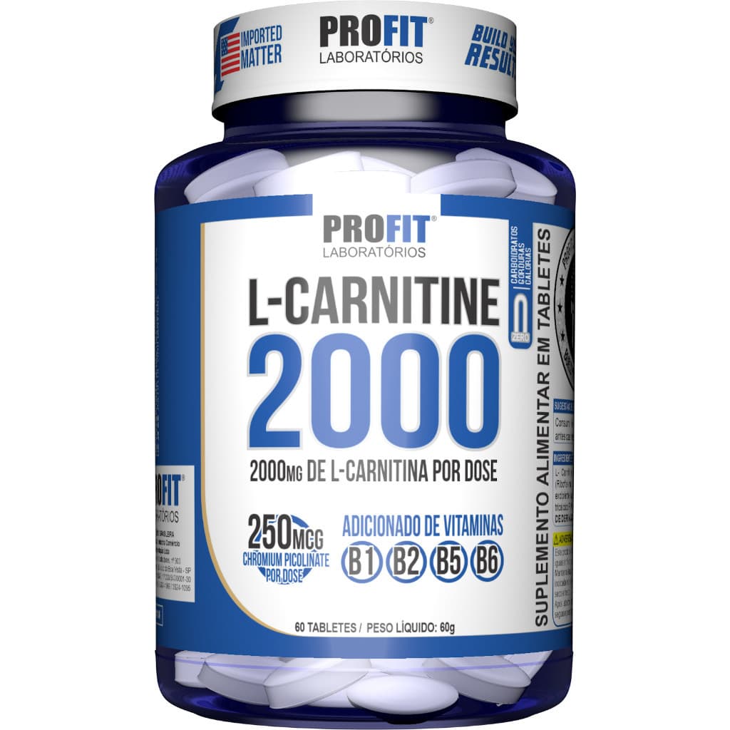 L-carnitina 2000mg com Cromo - Pote 60 Cápsulas - Profit Laboratórios
