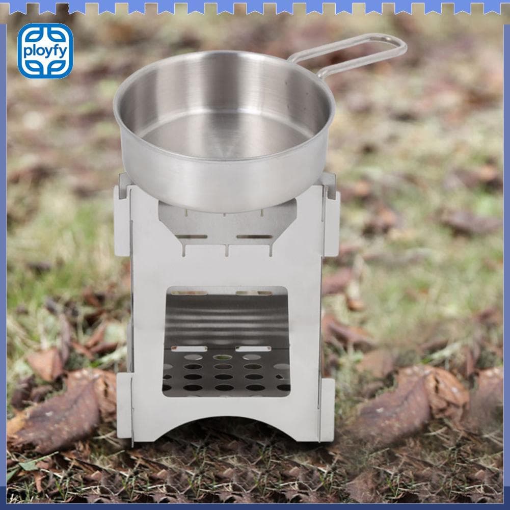 Ployfy Vgeby fogão de acampamento portátil mochila dobrável queima madeira aço inoxidável mini fogão caminhadas ao ar