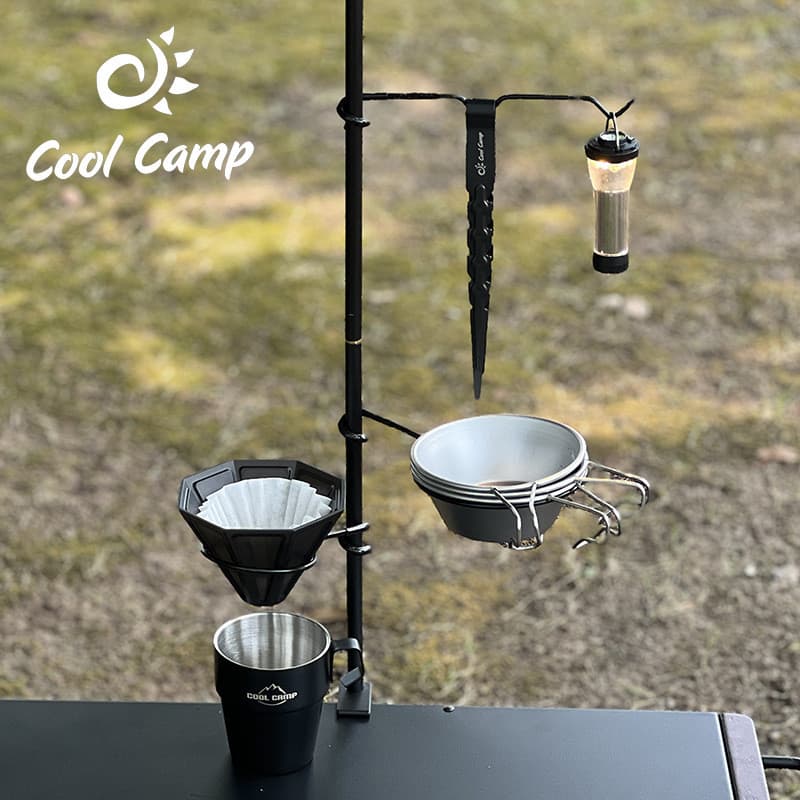 Acampamento ao ar livre portátil cabide pólo de luz rack gancho utensílios de cozinha rack copo rack tigela café ra