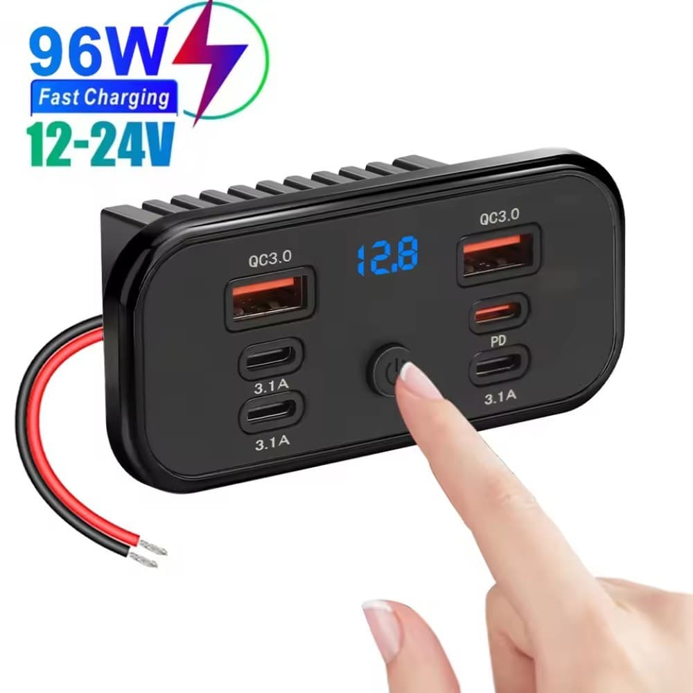 Atualizado 4/6 Portas 12V RV USB C Tomada 96W PD3.0 & QC3.0 Painel De Montagem Na Parede Do Carro Carregador Adaptador P