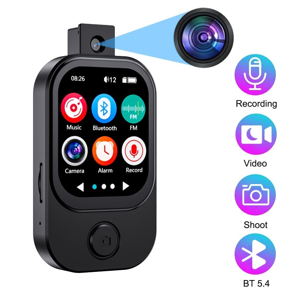 Leitor De MP4 Portátil Com Bluetooth 5.4 , Reprodutor De Música Som HiFi , Gravador De Vídeo , Câmera Integrada , Rádio