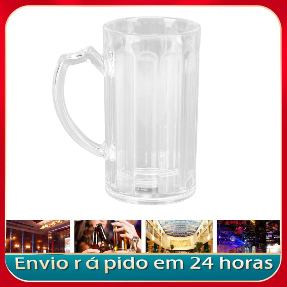 Nicegadget-BR ERYUE Caneca de cerveja acrílica de grande capacidade para amantes com alça confortável 500ML adequada