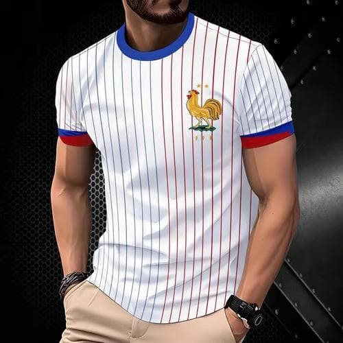 Respirável de secagem rápida esportes moda na moda em torno do pescoço de manga curta camiseta impressão 3d