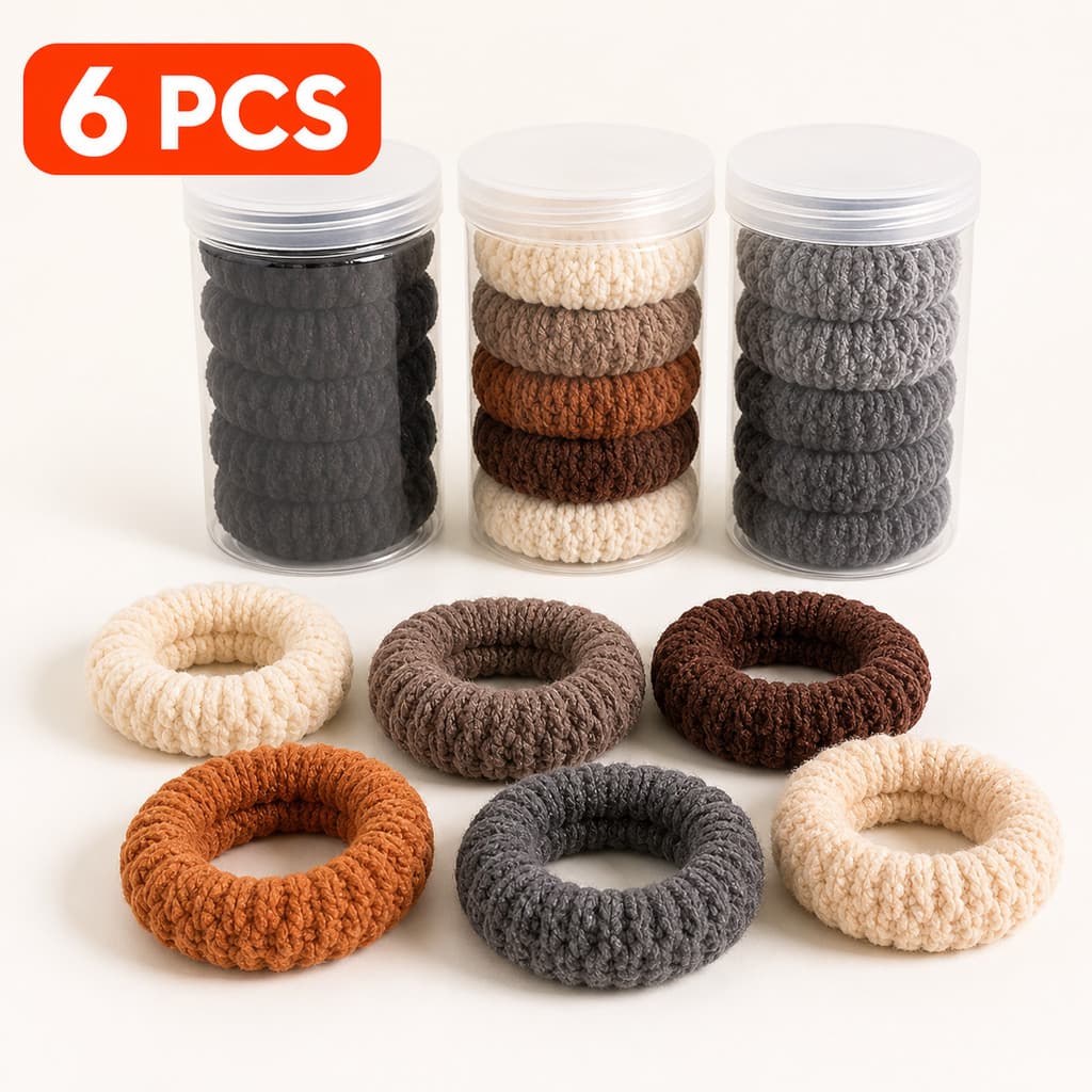 Conjunto De Laços De Cabelo Fofos De 6 Peças Com Frasco De Armazenamento , Elásticos Macios Para Coque De Rabo De Cavalo