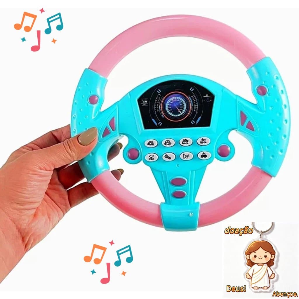 Volante Para menina Educativo Brinquedo Musical Infantil Interativo Com Sons Cor Rosa