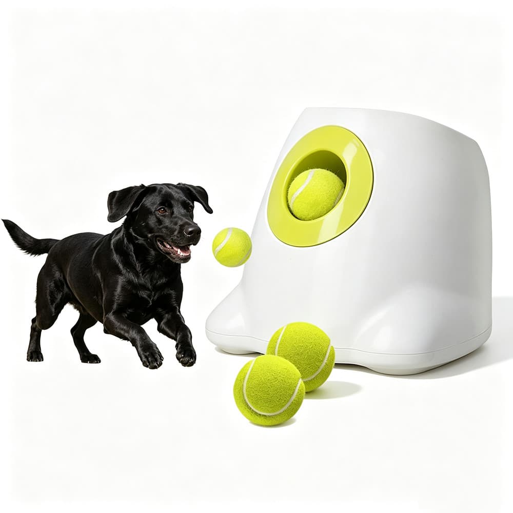 Newpet Grande LANCADOR AUTOMATICO DE BOLINHAS PARA PET CACHORRO INTERATIVO CONTEM 3 BOLINHAS