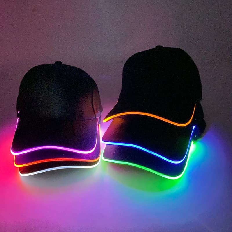 LED Luminoso Hip Hop Rap Boné Na Moda Acender Brilhante Chapéu De Beisebol DJ Dança NightClub Bar Festa Adereços Néon Hi