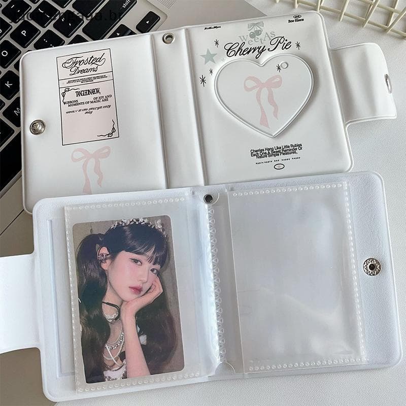 [yaoaa] Kpop Photocards Binder Sweet Bow Álbum De Fotos Mini Porta Cartão Fotográfico 3 Polegadas Love Coração Armazenam