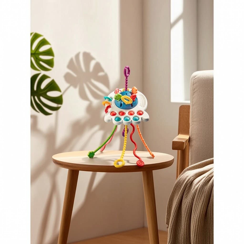 Brinquedo Polvo Com Cabos , Portátil Para Bebês Texturizados Interativos , Carrinho , Berço