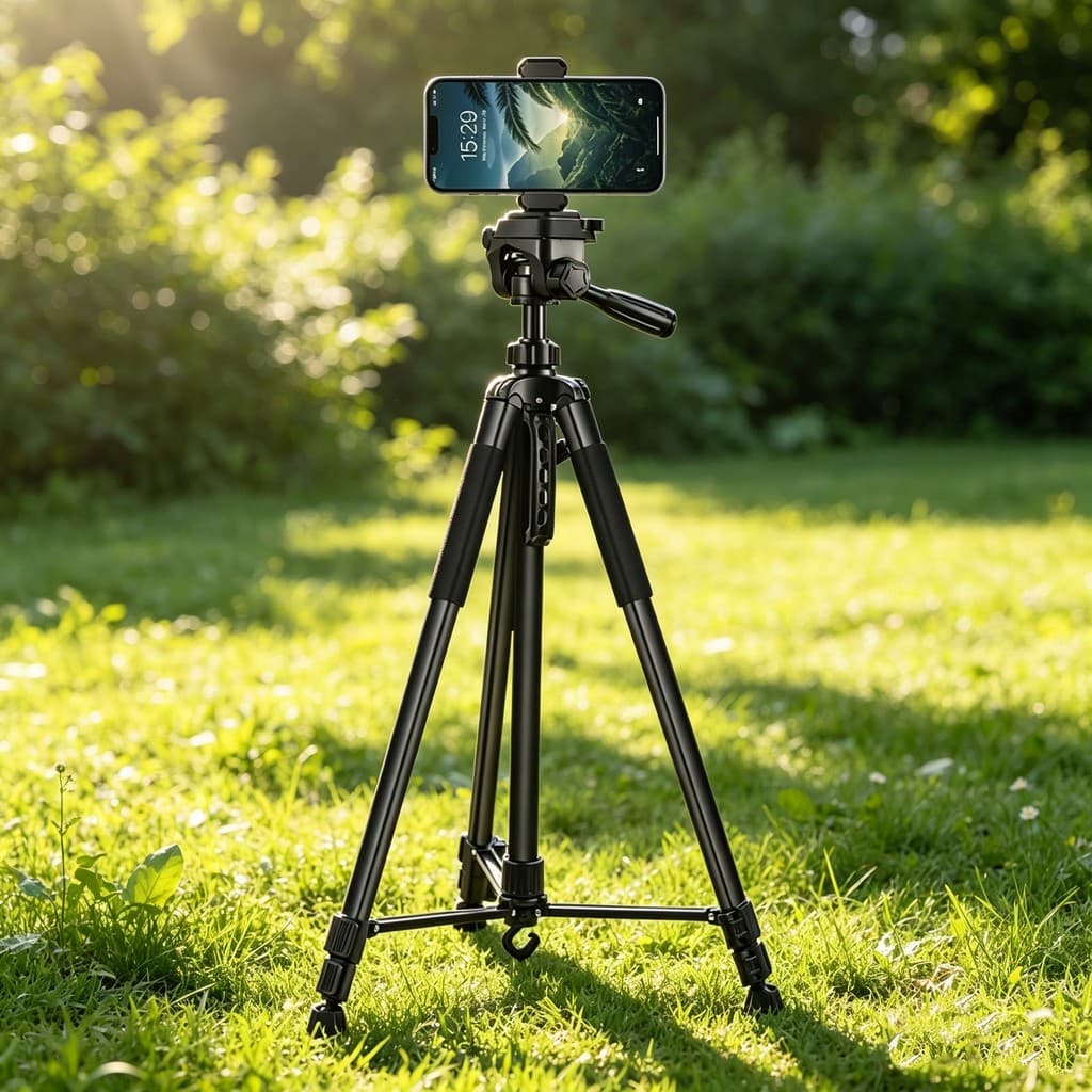 Tripé para Celular com Altura Ajustável de 0,6 a 1,7 m para Foto Vídeo Vlog Live Streaming e Casa