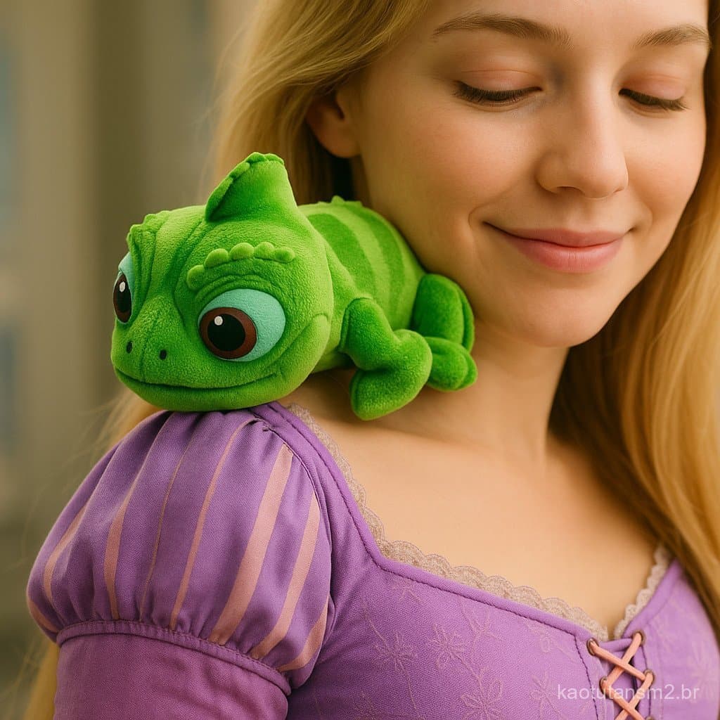 Ímã de ombro Rapunzel encaracolada Perosia Camaleão Pascar