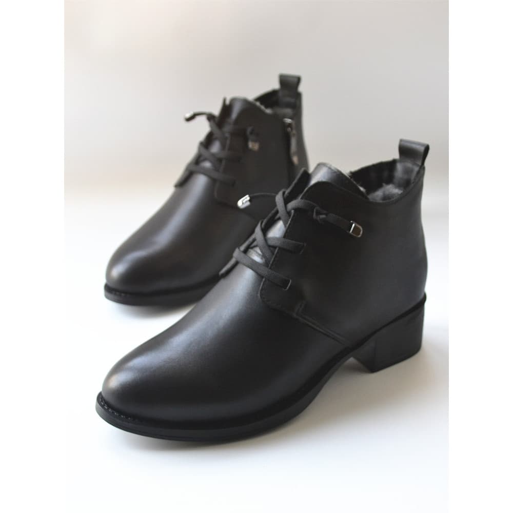 Lã de couro genuíno apontou Toe sapatos de trabalho escritório meados de salto moda estilo europeu americano grosso Chel