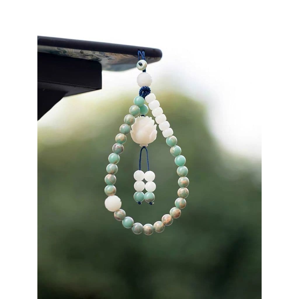 Pingente de corrente para celular em pedra Shoushan estilo chinês, pulseira curta de jade branco bodhi, acessório criati