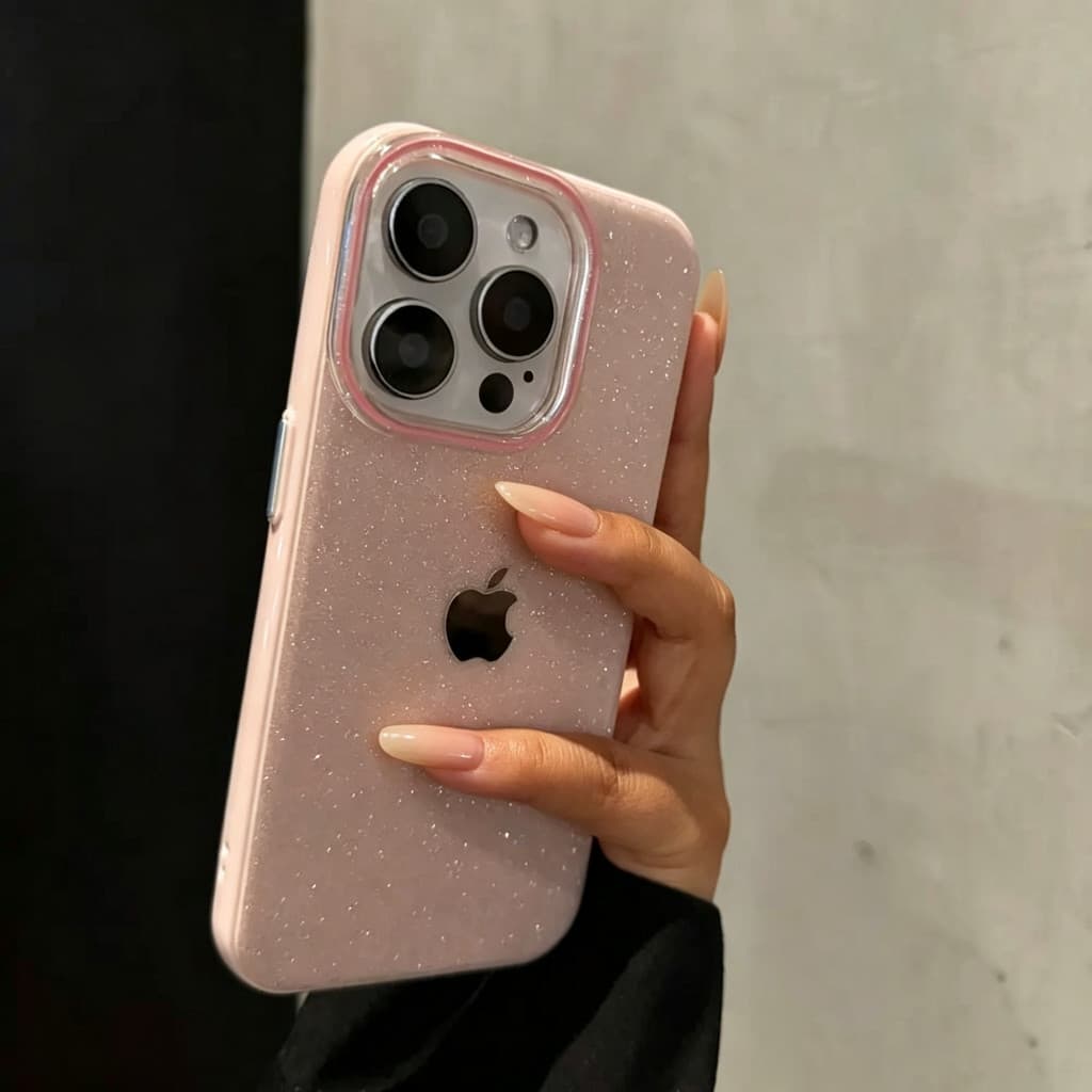 Uma capa brilhante para iPhone XR/13/14/15/16/17 Pro com o logotipo da Apple em metal.