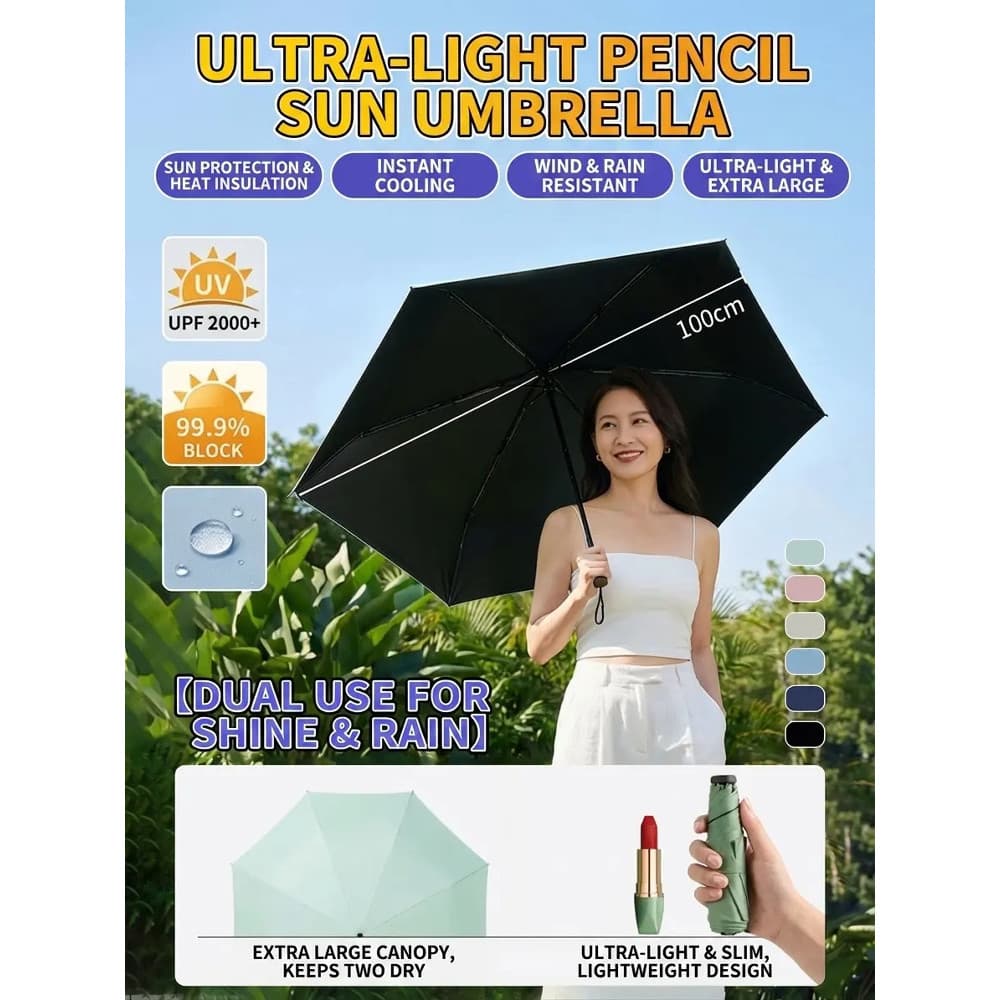 [Multifuncional e Durável] Portátil e Compacto Guarda-chuva/Anti-UV/Sol/Chuva