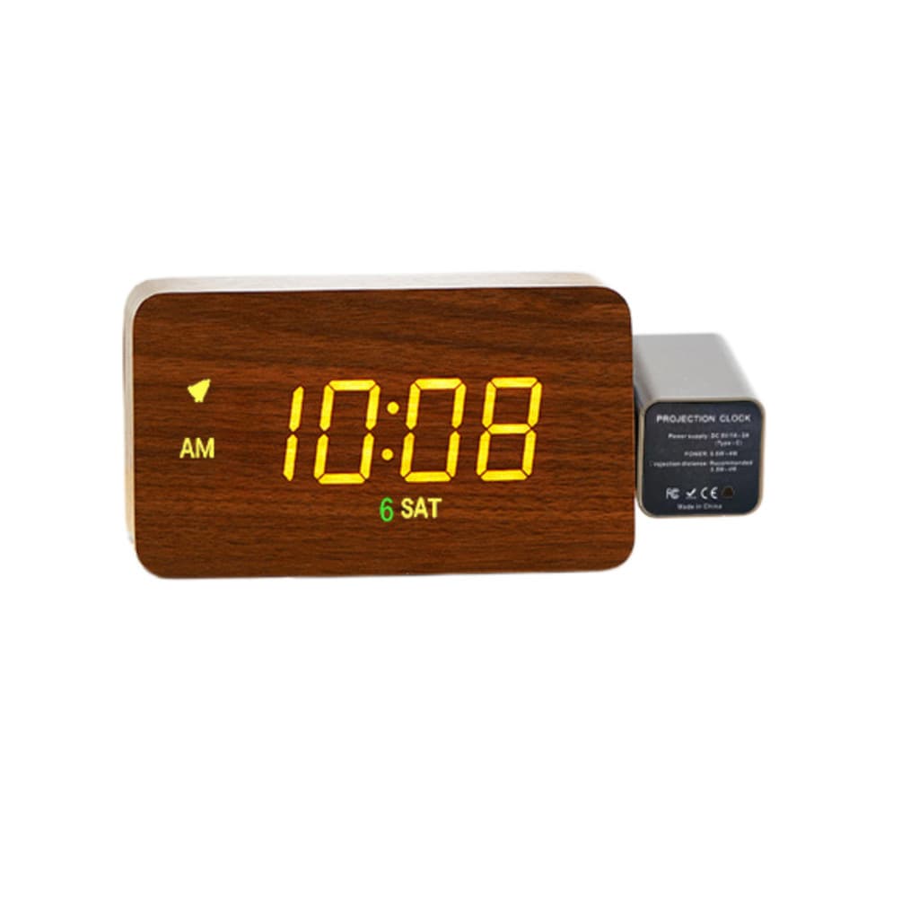 [Relógio de Projeção] JMY-Relógio de Madeira USB com Duplo Alarme e Tela de Projeção/Relógio Digital/Despertador