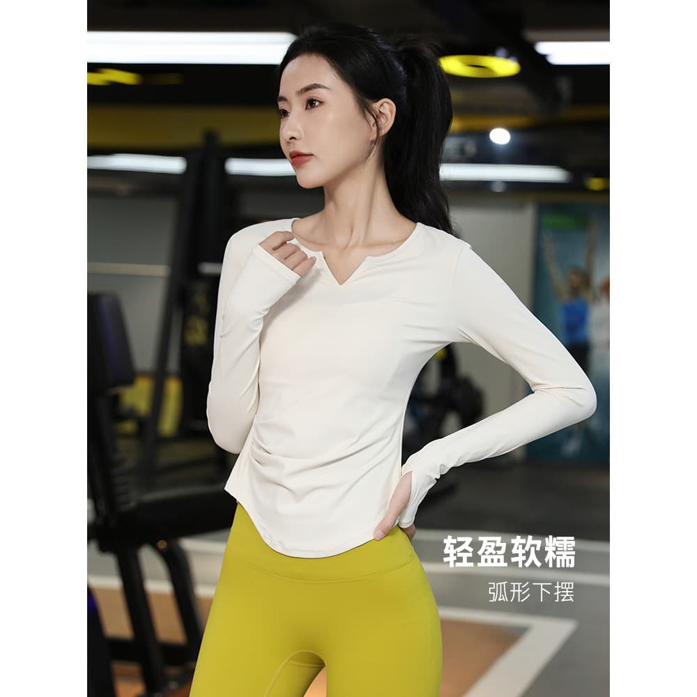 Roupas de Yoga femininas primavera plissado novo estilo profissional correndo esportes Fitness topos influenciador venda