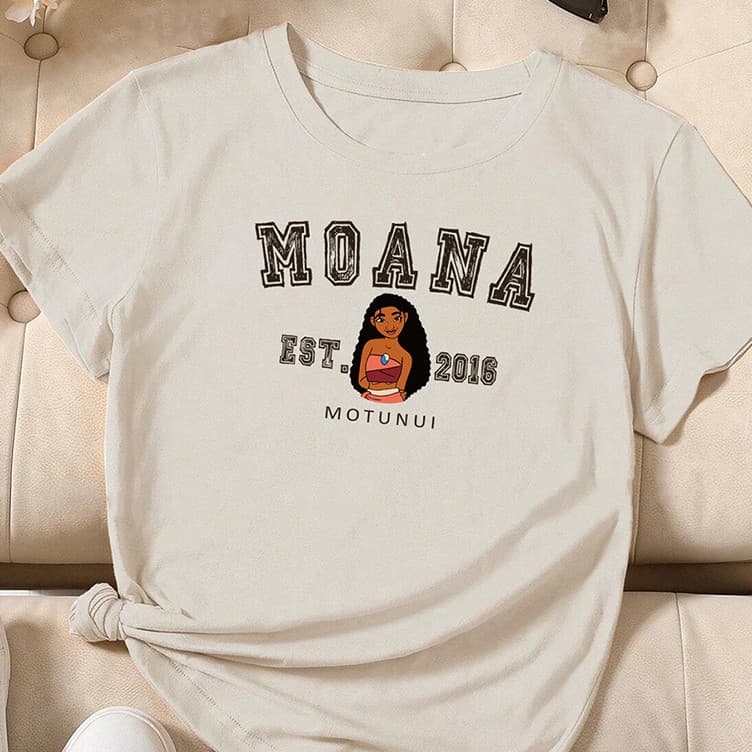 Camiseta blusa feminina de algodão premium princesas da disney Moana Ariel Cinderela Disney Elsa off white