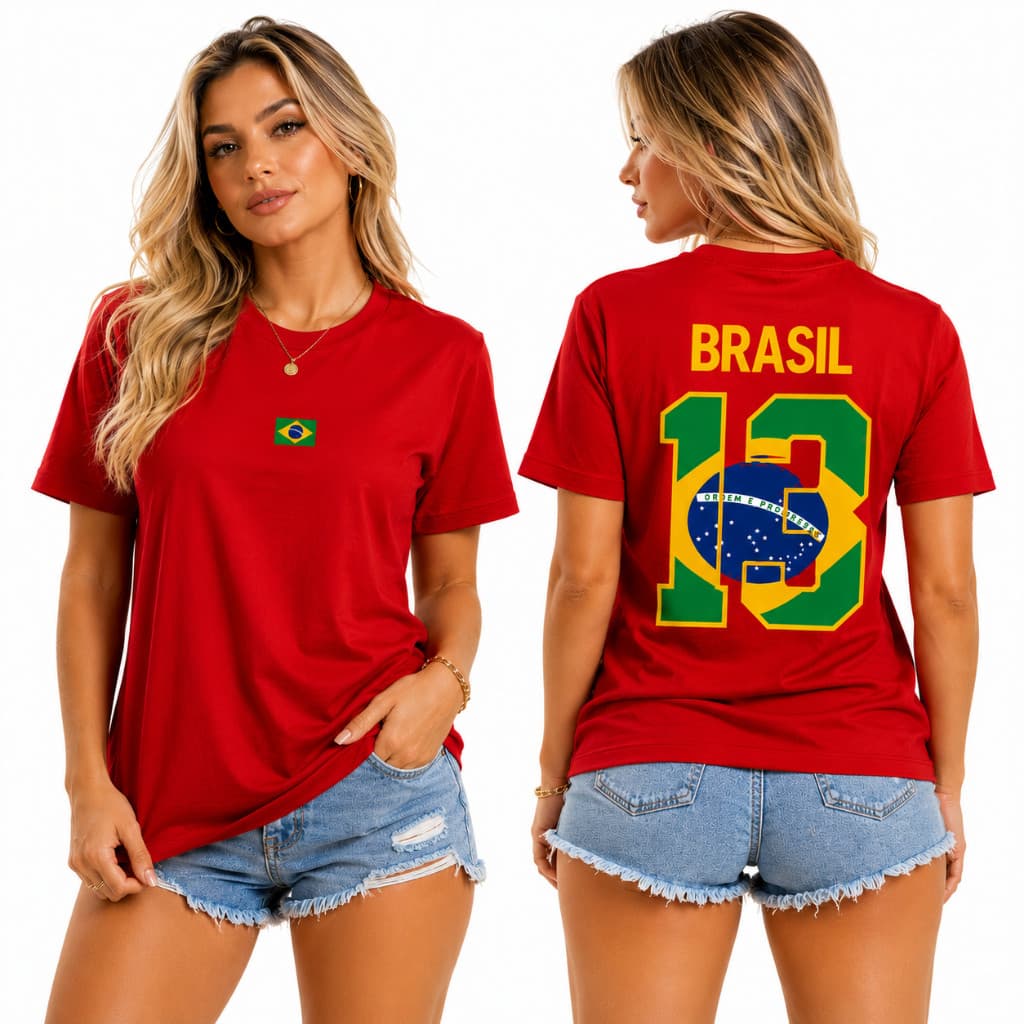 Camiseta Brasil Unissex Estampa Bandeira Brasileira Camisa Casual Algodão Masculina Feminina